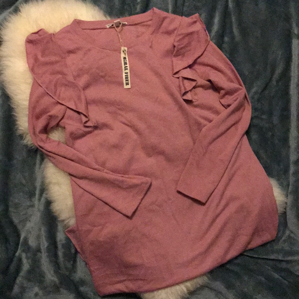 Mauve Ruffle Sleeve Dress